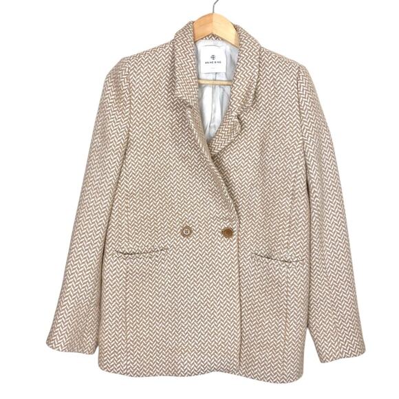Anine Bing Fishbone Blazer in Tan and Cream Size XS - Picture 2 of 10